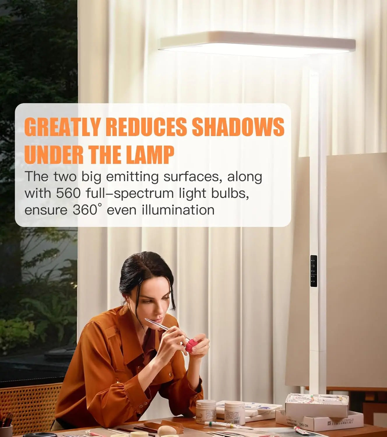 PalFish Pure Light Floor Lamp, 100W Full-Spectrum Standing Lamp for Bedroom, Living Room & Office