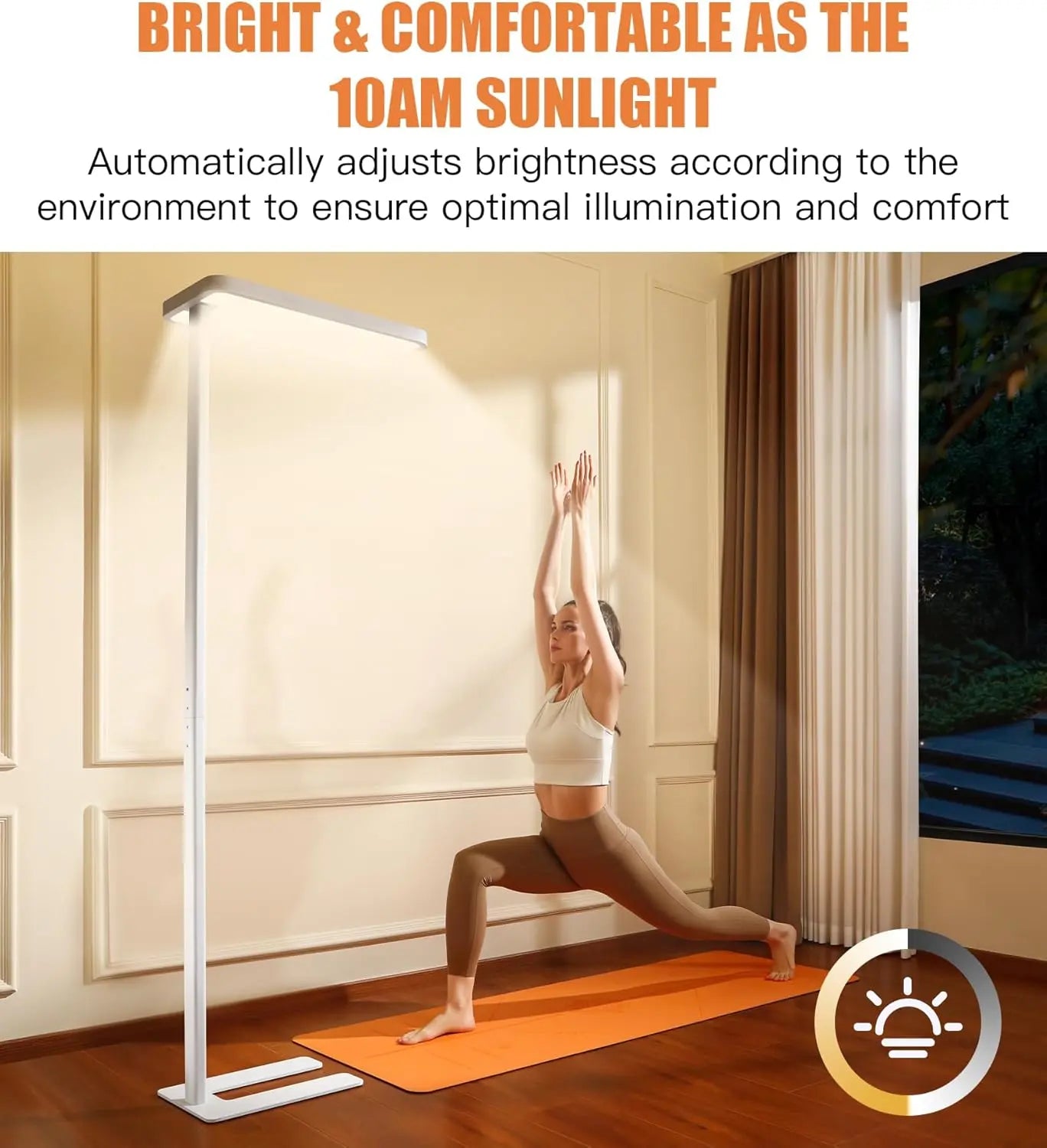 PalFish Pure Light Floor Lamp, 100W Full-Spectrum Standing Lamp for Bedroom, Living Room & Office 