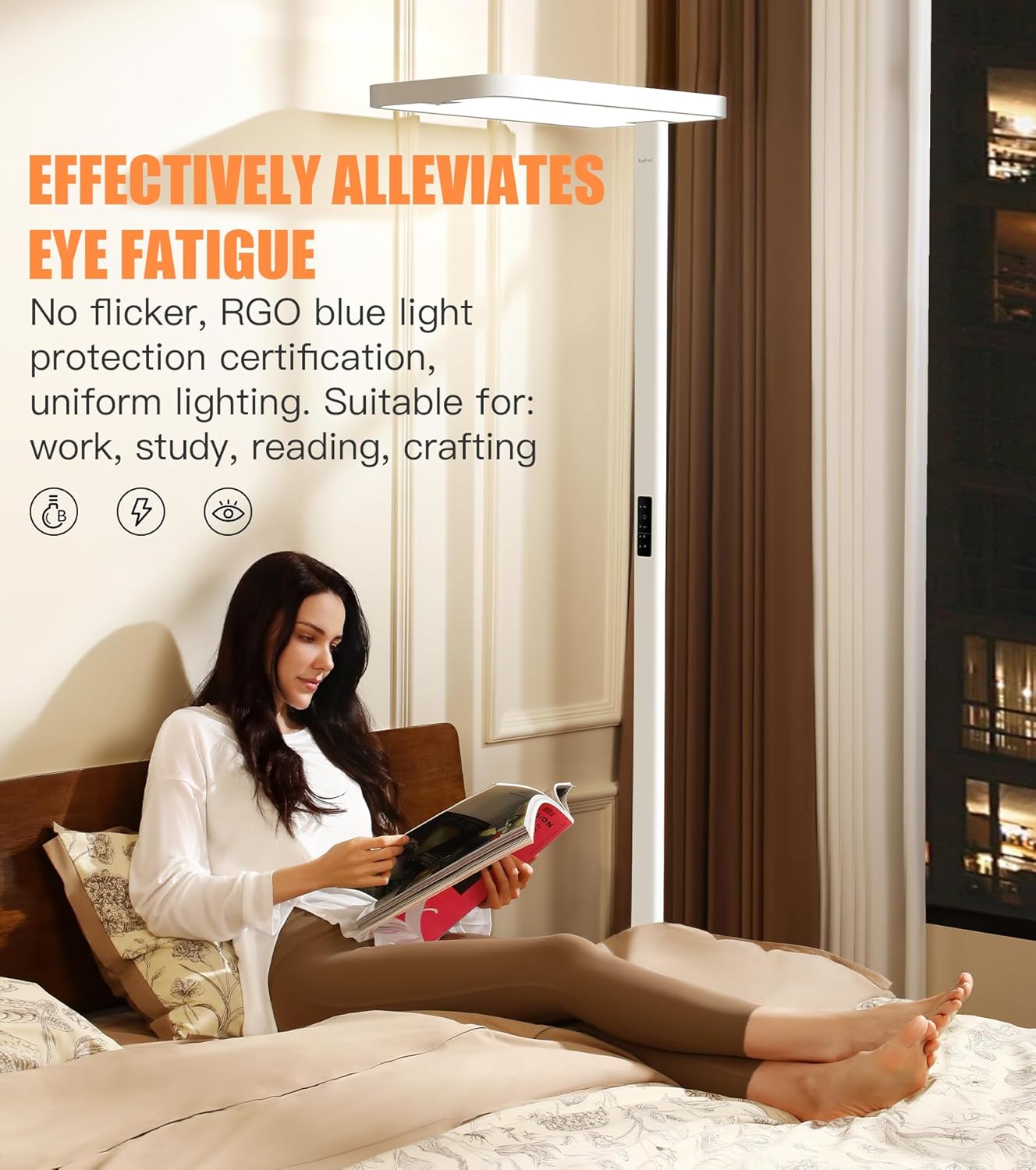 PalFish Pure Light Floor Lamp, 100W Full-Spectrum Standing Lamp for Bedroom, Living Room & Office 